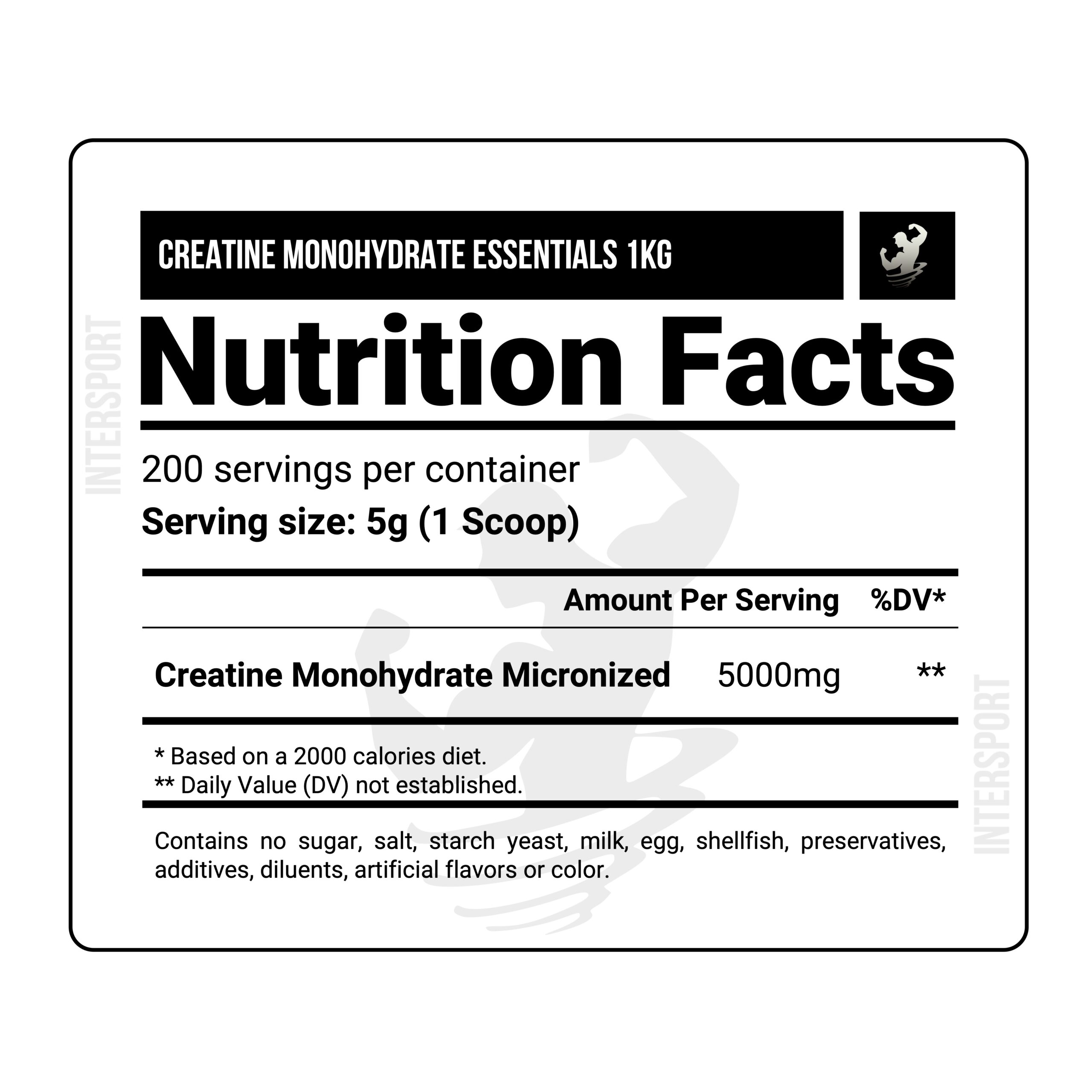 (1kg) Creatine Monohydrate Essentials – Unflavored (NF)